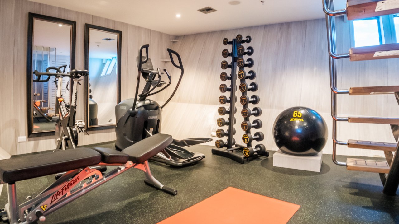 Small gym on a luxury yacht ship