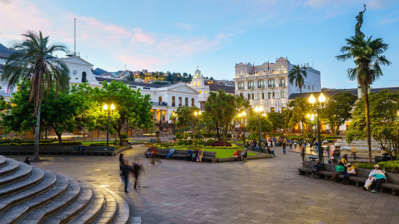 View of the city center in Quito, Ecucador