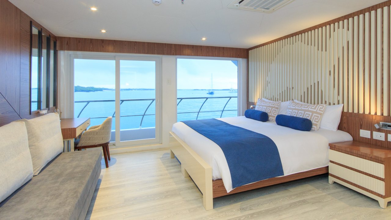 Bedroom suite aboard a high end yacht