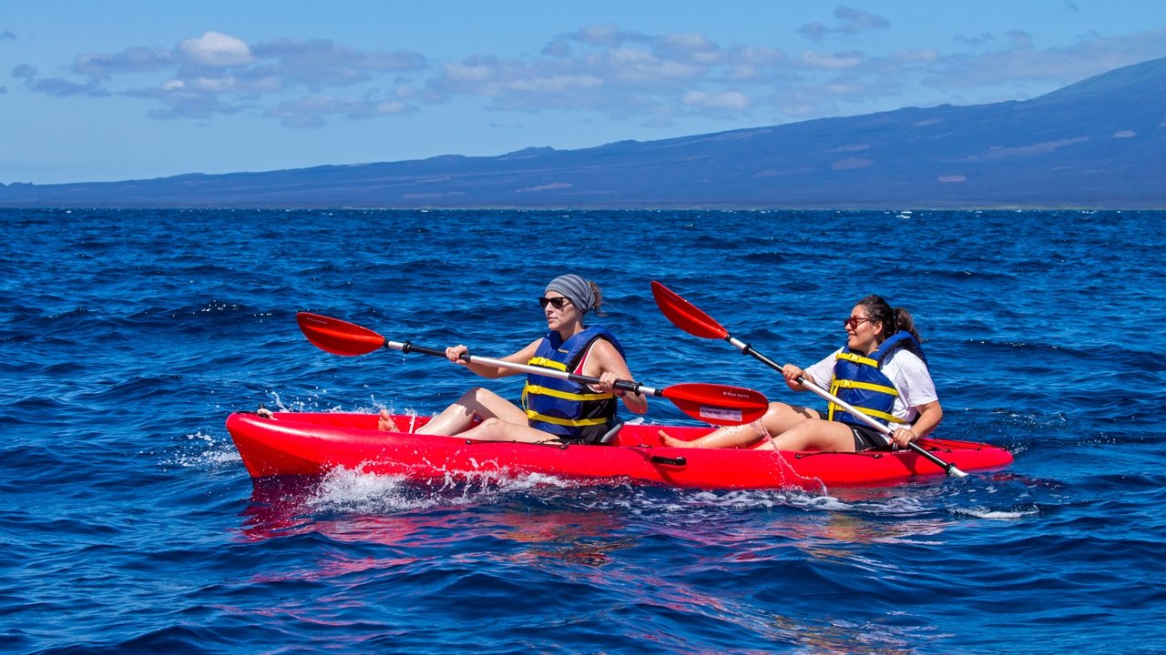 red kayak in the Galapagos