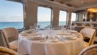 Luxury dining room on a small chartered yacht