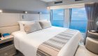 Bedroom suite aboard a high end cruise ship in the Galapagos