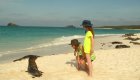 kids playing on galapagos beach